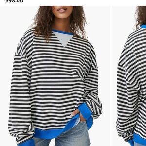 We The Free Striped Sweatshirt with Blue Accents